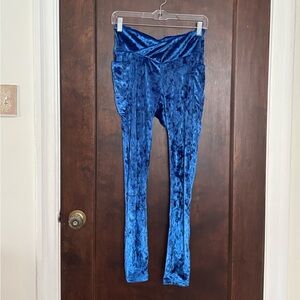 Fabletics Crushed Velour Blue Leggings